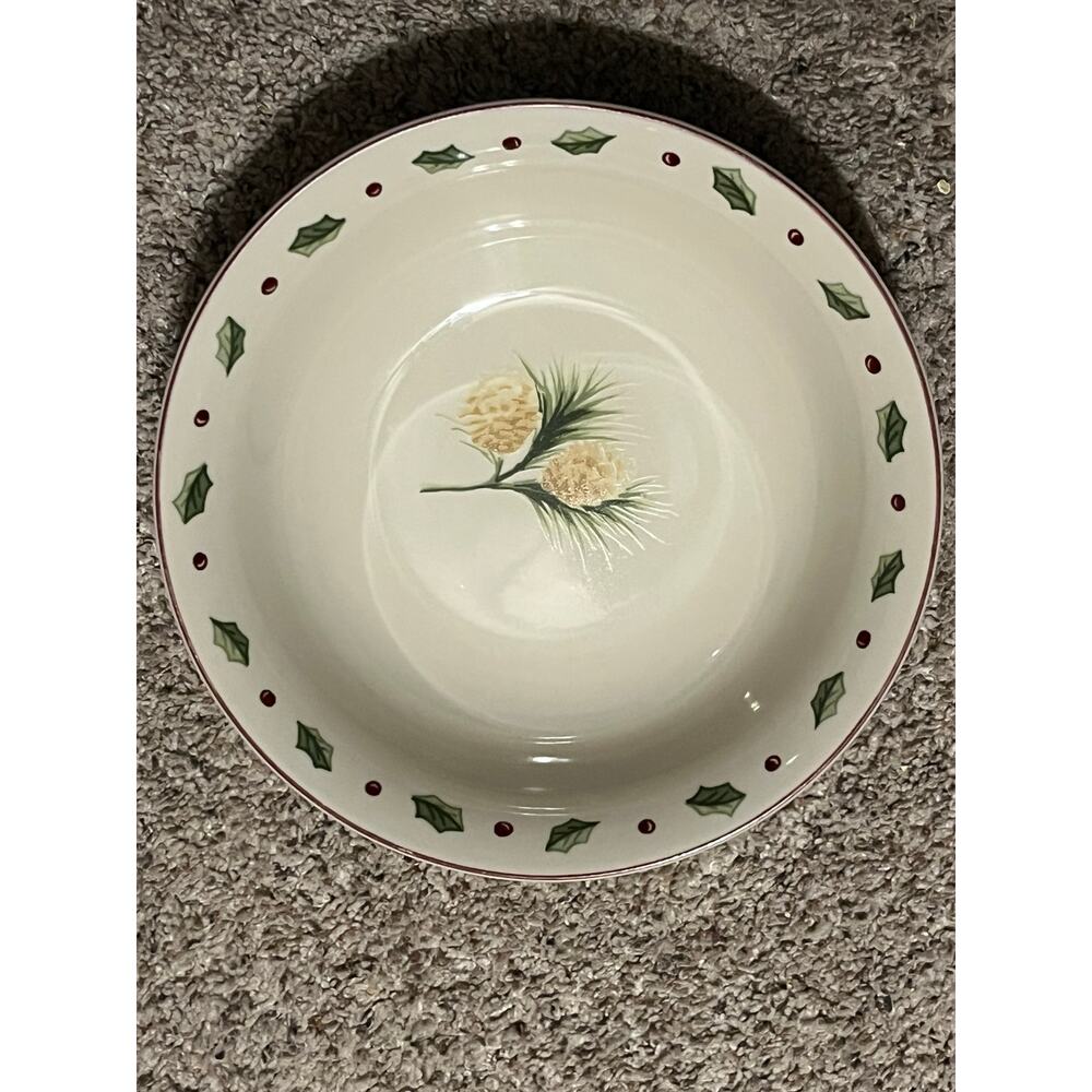 Merry Brite VEGETABLE BOWL Christmas Pinecone Holly Trees Poinsettia Replacement